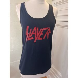 Vtg Slayer Women's Tank Top T-Shirt Size M Black With‎ Red LOGO Band Merchandise